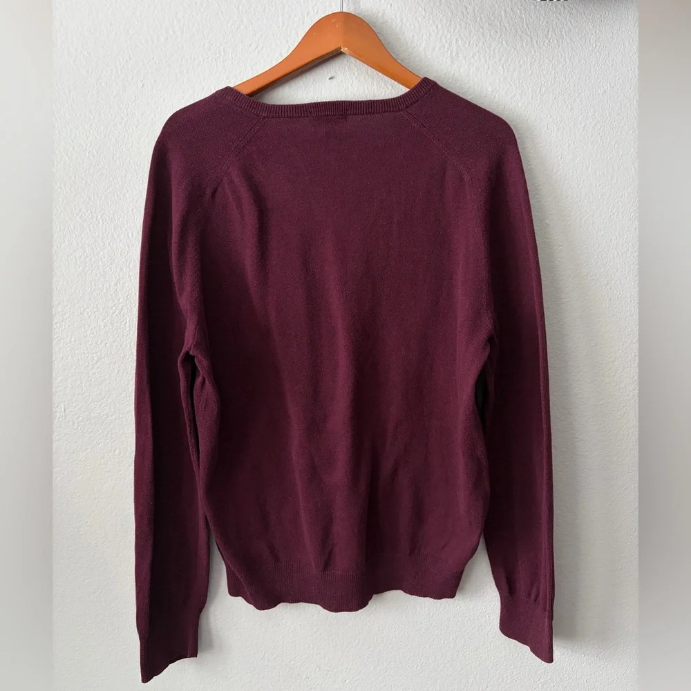 J. Crew Cashmere Cotton Blend V-Neck Sweater in Maroon Men’s Medium